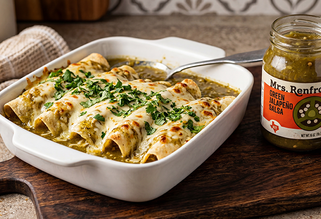 Spicy Salsa Verde Enchiladas