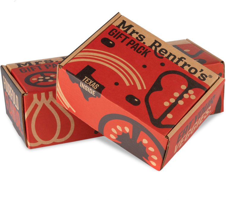 Two Mrs. Renfro's gift pack shippers